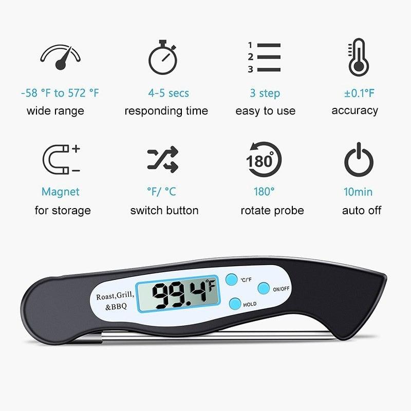 High Quality Foldable Food Thermometer Probe Digital BBQ Meat Kitchen